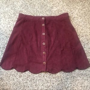 ADORABLE BURGUNDY SUEDE BUTTON UP SKIRT!:)